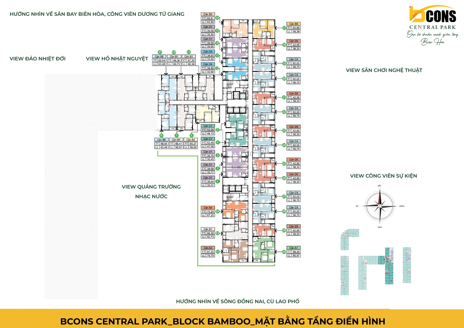BCONS CENTRAL PARK_BLOCK BAMBOO_MẶT BẰNG TẦNG ĐIỂN HÌNH